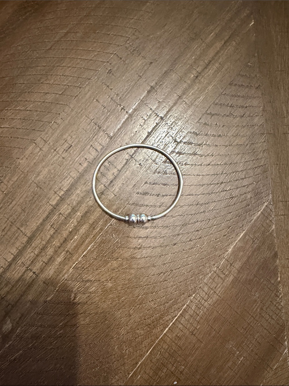 Polished Silver Bead Accent Women's Bangle Bracelet
